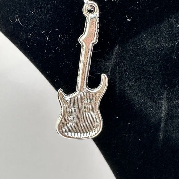 Guitar Earrings Silver Tone Rock Music Band Instrument Dangle‎ Drop Jewelry - Picture 8 of 10